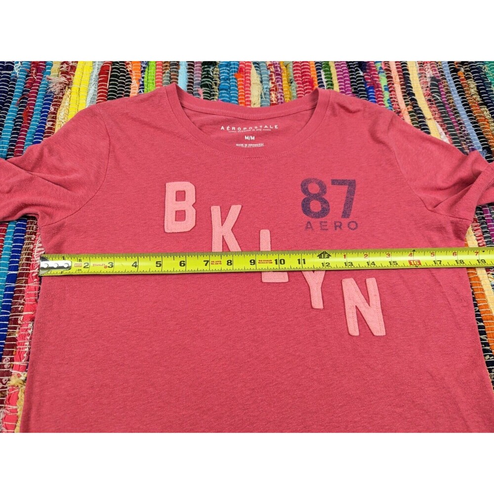 Aeropostale Women's Brooklyn M Pink Red Graphic T-Shirt Tee Cotton Blend - Picture 6 of 8